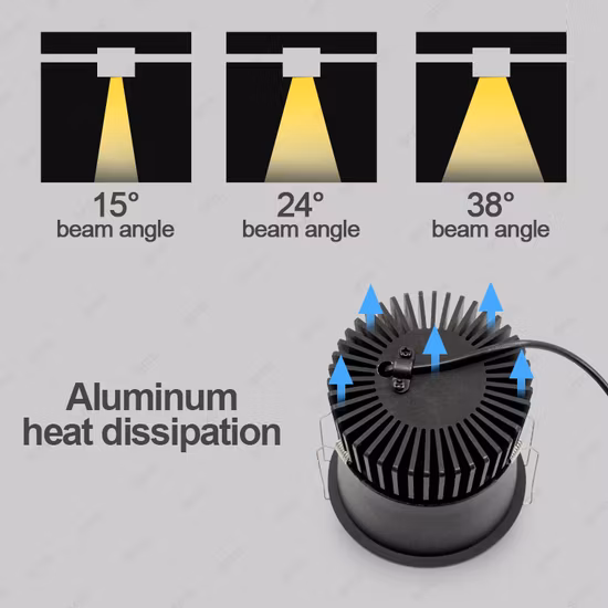 Diametro IP65.  Faretto LED orientabile da incasso trimless da 60 mm e 10 W